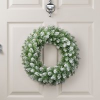 Christow Christmas Wreath Frosted Green Artificial Door Decoration 45cm (S) 60cm (L) | Size: Large