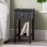 Bedside Table Slim Bedroom Nightstand Cabinet Unit 1 Drawer Storage Shelf