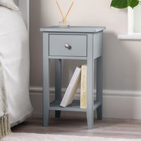 Christow Grey Bedside Table Slim Bedroom Nightstand Cabinet Unit 1 Drawer Storage Shelf