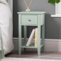 Sage Bedside Table Slim Bedroom Nightstand Cabinet Unit 1 Drawer Storage Shelf