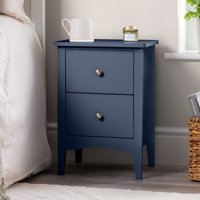 Christow Navy Bedside Table 2 Drawer Slim Bedroom Nightstand Storage Cabinet Unit