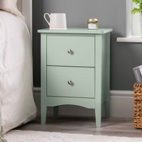 Christow Sage Bedside Table 2 Drawer Slim Bedroom Nightstand Storage Cabinet Unit in Light Green