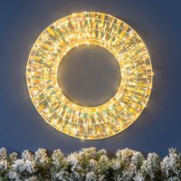 Christow Light Up Christmas Wreath Iridescent Warm White LED Door Decoration 38cm (S) 50cm (L) | Size: Large