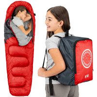 Trail Outdoor Leisure Trail Kids Mummy Sleeping Bag Hooded 3 Season Warm Boys Girls in Red