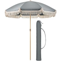 Portable Parasol Beach Garden Tilting Umbrella Fringed Tassel Sun Shade UV50+ 2m