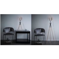 K Fulton Industrial Metal Cage Tripod Copper & Table Lamp or Floor Lamp