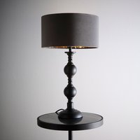 K Churchgate Metal Base Table Lamp Velvet Shade Grey