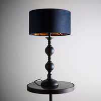 K Churchgate Metal Base Table Lamp Velvet Shade Navy