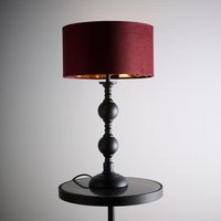 K Churchgate Metal Base Table Lamp Velvet Shade Red