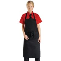 Dennys Women's Polycotton Bib Workwear Apron Without Pocket in Black