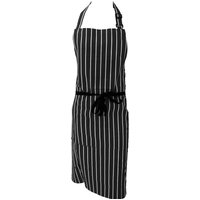Dennys Women's Cotton Striped Workwear Butchers Apron in Black