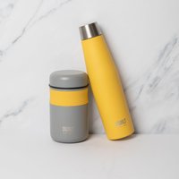 BUILT New York BUILT Stylist 490ml Food Flask & Perfect Seal 540ml Yellow Hydration Bottle Set