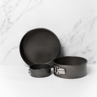 3pc Non Stick Spring Form Loose Base Round Cake Pan Set 3x Baking Pans 11cm 18cm & 23cm