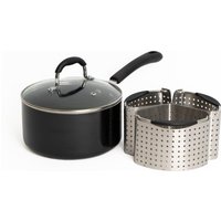 MasterClass 4pc Saucepan Bundle including Heavy Duty Non-Stick 20cm Saucepan with Lid & 3x Stainless Steel Saucepan Divider Baskets | Size: Large