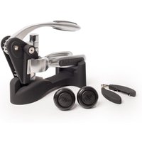 BarCraft 4pc Wine Accessories Set with Lever Arm Corkscrew, 2x Vacuum Bottle Stoppers & Twist Action Foil Cutter Wine