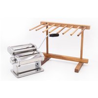 KitchenCraft 2pc Pasta Making Set with Deluxe Double Cutter Pasta Machine & Pasta Drying Stand in Silver