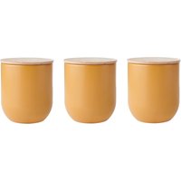 Idilica Set 3 Kitchen Canisters Beechwood Lid Yellow