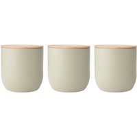 Idilica Set 3 Kitchen Canisters Beechwood Lid Cream
