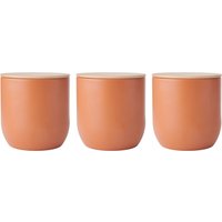 Idilica Set 3 Kitchen Canisters Beechwood Lid Terracotta