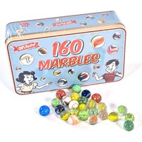 KandyToys SupeRetro 160 Piece Classic Glass Marbles with Vintage Tin