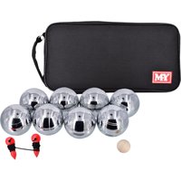 8 Piece Boules Set Garden Games Pentanque Set Carry Case Metallic