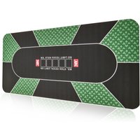 M.Y Professional Poker Mat Large 10 Player Poker Table Top Mat Layout 180cm x 90cm in Black | Size: 180 cm x 90 cm