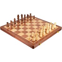 Premium 15" Wooden Magnetic Chess & Draughts Set Light