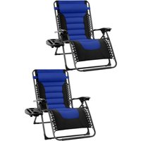 Groundlevel Luxury Gravity Garden Sun Lounger Relaxer Chair in Blue