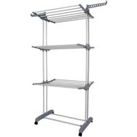 3 Tier Foldable Clothes Airer Indoor Outdoor Clothes Rack on Wheels