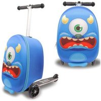 Groundlevel Children's Suitcase with Fold Down Scooter in Blue
