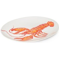 BlissHome Creatures Ceramic Oval Platter with Orange Lobster Design 48cm in White