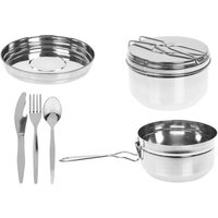 VFM e-Store Tiffin Tin Stainless Steel Sectioned Hot Cold Food 6 Piece Set in Silver