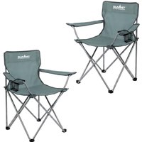 VFM e-Store Folding Camping Chair with Carry Bag & Cup Holder 51cm x 81cm 2 Pack in Grey | Size: 51 cm x 81 cm
