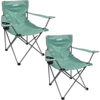 VFM e-Store Folding Camping Chair with Carry Bag & Cup Holder 51cm x 81cm 2 Pack in Light Green | Size: 51 cm x 81 cm