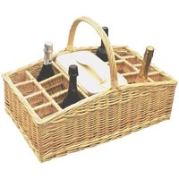 Red Hamper Wicker Large Drinks Basket Carrier in Brown