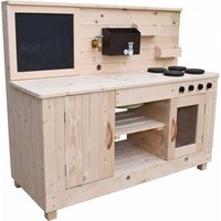Big Game Hunters Triple Mud Kitchen with Working Tap - Children's Wooden Outdoor Play Kitchen in Light Brown | Size: Large