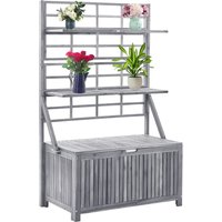 Berkfield Home Storage Box with Trellis Grey 99x55x160 cm Solid Acacia Wood | Size: 99 x 55 x 160 cm