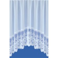 Tyrone Textiles Traditional Base Design Net Lace Curtain Jardiniere with Elevated Base in White | Size: 381 cm width x 160 cm drop