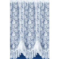 Tyrone Textiles Kew Traditional Floral White Net Curtain Flounce | Size: 200 cm width x 137 cm drop