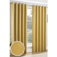 Enhanced Living 'Vogue' Ochre Eyelet Thermal Noise Reducing Dim Out Curtains Pair in Yellow | Size: 117 cm width x 183 cm drop