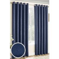 Enhanced Living 'Vogue' Navy Eyelet Thermal Noise Reducing Dim Out Curtains Pair | Size: 117 cm width x 183 cm drop