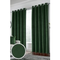 Enhanced Living Velvet, Supersoft, 100% Blackout, Thermal Pair of Curtains with Eyelet Top - Green | Size: 229 cm width x 183 cm drop