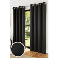 Enhanced Living 'Nightfall' Black Plain Supersoft Thermal Blockout Eyelet Curtains | Size: 168 cm width x 229 cm drop