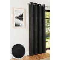 Enhanced Living 'Nightfall' Black Plain Supersoft Thermal Blockout Single Eyelet Door Curtain | Size: 168 cm width x 214 cm drop
