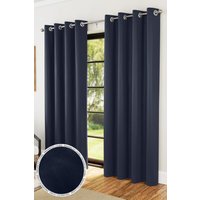 Enhanced Living 'Nightfall' Navy Plain Supersoft Thermal Blockout Eyelet Curtains | Size: 168 cm width x 137 cm drop