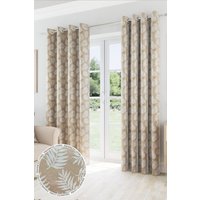 Enhanced Living Oakland Natural Leaf Pattern, Thermal, Room Darkening Pair of Curtains with Eyelet Top | Size: 117 cm width x 137 cm drop