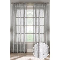 Tyrone Textiles Pandora Metallic Print Voile Panel - Pair in Grey | Size: 140 cm width x 137 cm drop