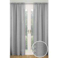 Tahiti Pom Pom Trim Linen Look Voile Panel Pair cm width x 122 cm drop
