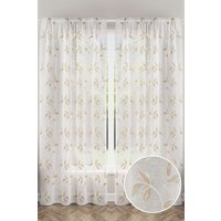 Tyrone Textiles Oasis Natural Embroidered Leaf Design Voile Panels - Pair | Size: 140 cm width x 137 cm drop