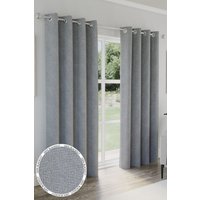Enhanced Living 'Austin' Grey 100% Blackout, Thermal, Linen Look Pair of Eyelet Curtains | Size: 117 cm width x 183 cm drop